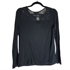 Banana Republic Black Lace Long Sleeve Blouse Top Shirt Size X-Small